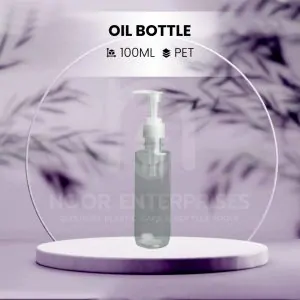 Transparent hair oil bottle with flip-top cap design in Pakistan 2025